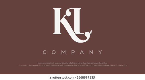 Letras iniciais KL ou LK ligadas monograma logo vetor 
