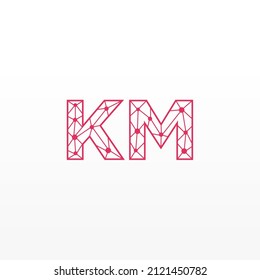 Abstract Initial Letters KM Logo. Line Style isolated. Usable for Business and Technology Logos. Flat Vector Logo Design Template Element.