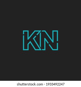 Abstract Initial Letters KN Logo. Line Style isolated. Usable for Business and Technology Logos. Flat Vector Logo Design Template Element.