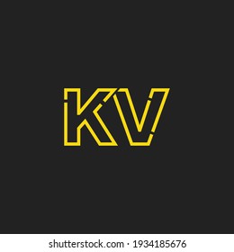 Abstract Initial Letters KV Logo. Line Style isolated. Usable for Business and Technology Logos. Flat Vector Logo Design Template Element.