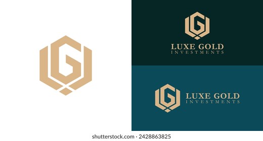 abstract initial letters L and G in gold color isolated in black and white background applied for asset management firm logo also suitable for the brands or companies that have initial name LG or GL