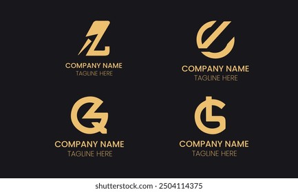 Las letras iniciales abstractas L y G en color dorado aisladas en fondo blanco y negro aplicadas para el logotipo de la empresa de gestión de activos también son adecuadas para las marcas o empresas que tienen el nombre inicial LG o GL