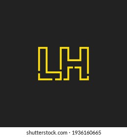 Abstraktes LH-Logo mit Anfangsbuchstaben. Line Style einzeln. Für Unternehmens- und Technologielogos geeignet. Flaches Vectorlogo-Design-Vorlagenelement.