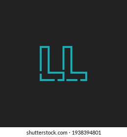 Abstract Initial Letters LL Logo. Line Style isolated. Usable for Business and Technology Logos. Flat Vector Logo Design Template Element.