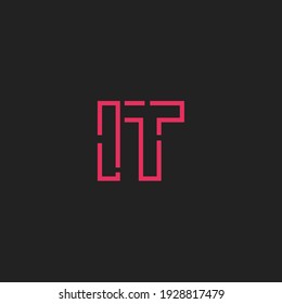 Abstract Initial Letters IT Logo. Line Style isolated. Usable for Business and Technology Logos. Flat Vector Logo Design Template Element.