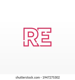 Abstract Initial Letters RE Logo. Line Style isolated. Usable for Business and Technology Logos. Flat Vector Logo Design Template Element.