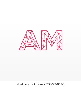 Abstract Initial Letters AM Logo. Line Style isolated. Usable for Business and Technology Logos. Flat Vector Logo Design Template Element.