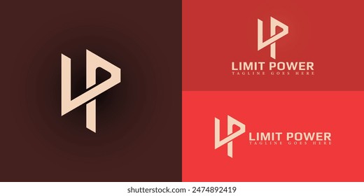 Abstract initial letters LP or PL logo in gold color isolated on multiple background colors. The logo is suitable for physical fitness business logo design illustration inspiration templates.