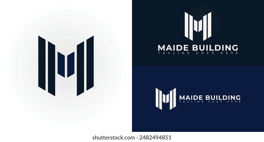 Abstract initial letters M or MM logo in luxury black color isolated on multiple background colors. The logo is suitable for real estate and construction company logo vector design illustration
