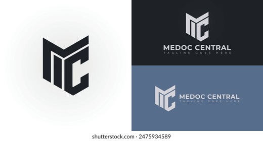 Abstract initial letters MC or CM logo in black color isolated on multiple background colors. The logo is suitable for document service provider vector design illustration inspiration templates.