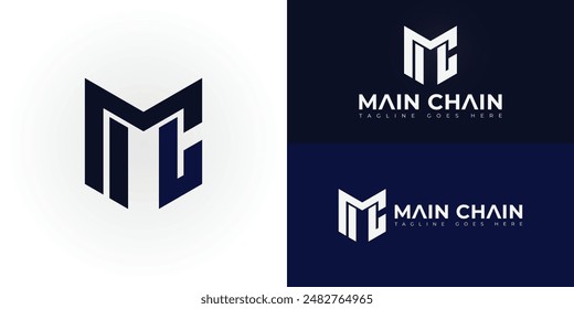 Abstract initial letters MC or CM logo in blue color isolated on multiple background colors. The logo is suitable for business coaching logo vector design illustration inspiration templates.