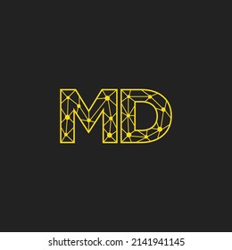 Abstraktes MD-Logo für Anfangsbuchstaben. Line Style einzeln. Für Unternehmens- und Technologielogos geeignet. Flaches Vectorlogo-Design-Vorlagenelement.