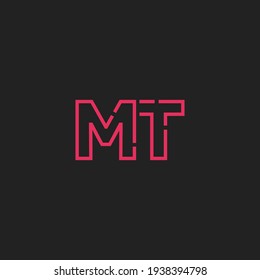 Abstraktes MT-Logo mit Anfangsbuchstaben. Line Style einzeln. Für Unternehmens- und Technologielogos geeignet. Flaches Vectorlogo-Design-Vorlagenelement.