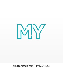 Abstract Initial Letters MY Logo. Line Style isolated. Usable for Business and Technology Logos. Flat Vector Logo Design Template Element.