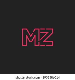 Abstract Initial Letters MZ   Logo. Line Style isolated. Usable for Business and Technology Logos. Flat Vector Logo Design Template Element.