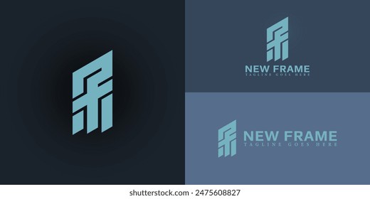 Abstract initial letters NF or FN logo in blue color isolated on multiple background colors. The logo is suitable for clothing and apparel logo design illustration inspiration templates.