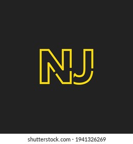 Resumen del logotipo de las letras iniciales de NJ. Estilo de línea aislado. Usable para Logos de Negocios y Tecnología. Elemento de plantilla de diseño de logotipo de vectores planos.