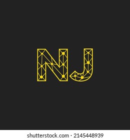 Resumen del logotipo de las letras iniciales de NJ. Estilo de línea aislado. Usable para Logos de Negocios y Tecnología. Elemento de plantilla de diseño de logotipo de vectores planos.