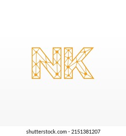Abstract Initial Letters NK Logo. Line Style isolated. Usable for Business and Technology Logos. Flat Vector Logo Design Template Element.