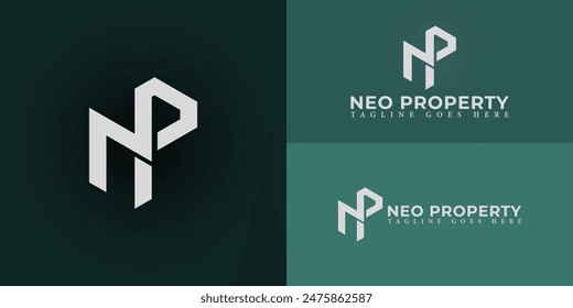 Abstract initial letters NP or PN logo in white color isolated on multiple background colors. The logo is suitable for real estate and property company logo design illustration inspiration