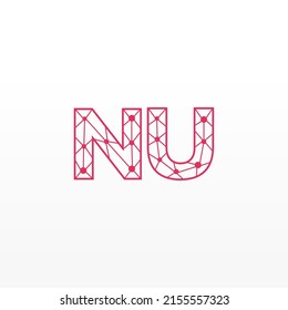 Resumen del logotipo de las letras iniciales de la NU. Estilo de línea aislado. Usable para Logos de Negocios y Tecnología. Elemento de plantilla de diseño de logotipo de vectores planos.