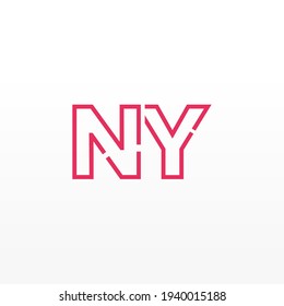 Abstract Initial Letters NY Logo. Line Style isolated. Usable for Business and Technology Logos. Flat Vector Logo Design Template Element.