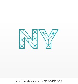 Resumen del logotipo de las letras iniciales de NY. Estilo de línea aislado. Usable para Logos de Negocios y Tecnología. Elemento de plantilla de diseño de logotipo de vectores planos.