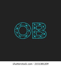 Resumen del logotipo de las letras iniciales en OB. Estilo de línea aislado. Usable para Logos de Negocios y Tecnología. Elemento de plantilla de diseño de logotipo de vectores planos.