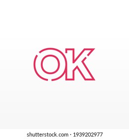 Abstract Initial Letters OK Logo. Line Style isolated. Usable for Business and Technology Logos. Flat Vector Logo Design Template Element.
