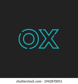 Abstraktes OX-Logo mit Anfangsbuchstaben. Line Style einzeln. Für Unternehmens- und Technologielogos geeignet. Flaches Vectorlogo-Design-Vorlagenelement.