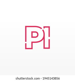 Abstract Initial Letters PI Logo. Line Style isolated. Usable for Business and Technology Logos. Flat Vector Logo Design Template Element.