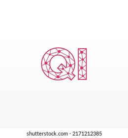 Resumen del logotipo QI de las letras iniciales. Estilo de línea aislado. Usable para Logos de Negocios y Tecnología. Elemento de plantilla de diseño de logotipo de vectores planos.
