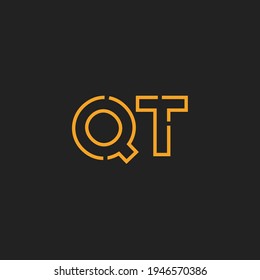 Abstract Initial Letters QT Logo. Line Style isolated. Usable for Business and Technology Logos. Flat Vector Logo Design Template Element.
