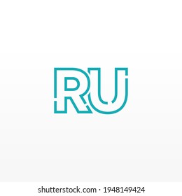 Abstract Initial Letters RU Logo. Line Style isolated. Usable for Business and Technology Logos. Flat Vector Logo Design Template Element.