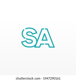 Resumen del logotipo de las letras iniciales SA. Estilo de línea aislado. Usable para Logos de Negocios y Tecnología. Elemento de plantilla de diseño de logotipo de vectores planos.