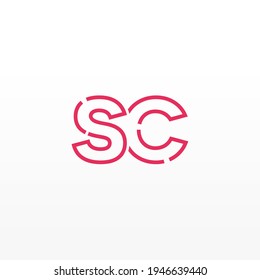 Resumen del logotipo del SC de las letras iniciales. Estilo de línea aislado. Usable para Logos de Negocios y Tecnología. Elemento de plantilla de diseño de logotipo de vectores planos.
