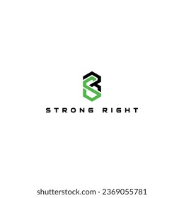 Abstrakte Initialbuchstaben SR oder RS-Logo mit negativem Leerzeichen-Hexagon-Form in grüner Farbe einzeln auf weißem Hintergrund. Logo des Letter SR wird für Design-Inspiration für Fitnessstudios verwendet