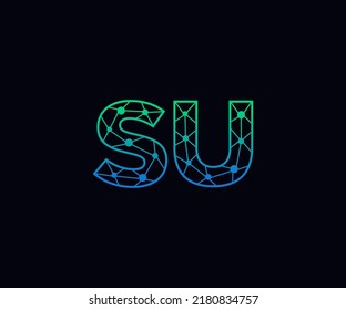 Abstract Initial Letters SU Logo. Line Style isolated. Usable for Business and Technology Logos. Flat Vector Logo Design Template Element.