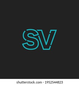 Resumen del logotipo de las letras iniciales de SV. Estilo de línea aislado. Usable para Logos de Negocios y Tecnología. Elemento de plantilla de diseño de logotipo de vectores planos.