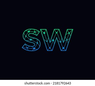 Resumen del logotipo de SW de las letras iniciales. Estilo de línea aislado. Usable para Logos de Negocios y Tecnología. Elemento de plantilla de diseño de logotipo de vectores planos.