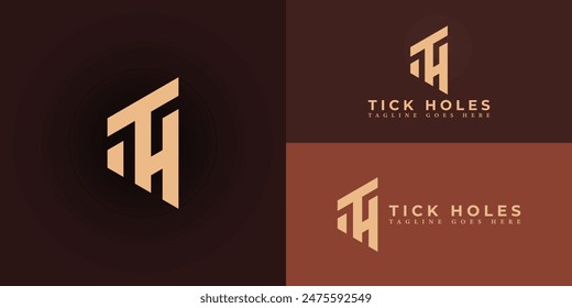 Abstract initial letters TH or HT logo in gold color isolated on multiple background colors. The logo is suitable for leather goods company logo design illustration inspiration templates.