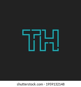 Abstract Initial Letters TH Logo. Line Style isolated. Usable for Business and Technology Logos. Flat Vector Logo Design Template Element.