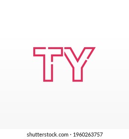 Resumen del logotipo de las letras iniciales de TY. Estilo de línea aislado. Usable para Logos de Negocios y Tecnología. Elemento de plantilla de diseño de logotipo de vectores planos.
