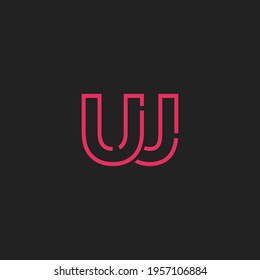 Abstract Initial Letters UJ Logo. Line Style isolated. Usable for Business and Technology Logos. Flat Vector Logo Design Template Element.