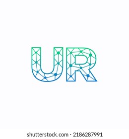 Resumen de las letras iniciales con el logotipo de UR. Estilo de línea aislado. Usable para Logos de Negocios y Tecnología. Elemento de plantilla de diseño de logotipo de vectores planos.