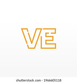 Resumen del logotipo de las letras iniciales VE. Estilo de línea aislado. Usable para Logos de Negocios y Tecnología. Elemento de plantilla de diseño de logotipo de vectores planos.