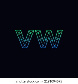 Resumen del logotipo de las letras iniciales VW. Estilo de línea aislado. Usable para Logos de Negocios y Tecnología. Elemento de plantilla de diseño de logotipo de vectores planos.