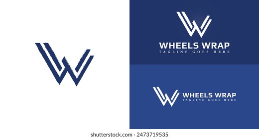 Abstract initial letters W or WW logo in blue color isolated on multiple background colors. The logo is suitable for educational car wrap shop logo design illustration inspiration templates.