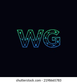 Abstraktes WG-Logo mit Anfangsbuchstaben. Line Style einzeln. Für Unternehmens- und Technologielogos geeignet. Flaches Vectorlogo-Design-Vorlagenelement.
