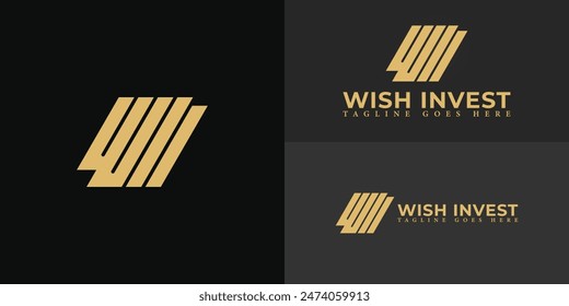Letras iniciales Abstractas logotipo WI o IW en color dorado aislado en múltiples colores de fondo. El logotipo es adecuado para la Plantilla de inspiración de ilustración de diseño de Vector de logotipo de empresa de educación inmobiliaria